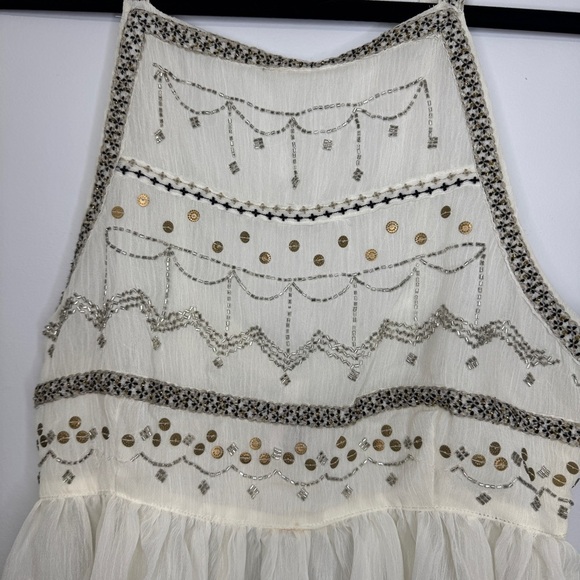 Free People Ivory Embellished Peplum Tank Top NWT Size Small Boho Festival - Picture 4 of 12